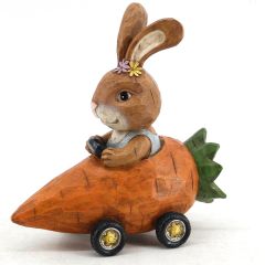 Bunny Driving Carrot Ornament