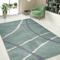 Geometric Shaggy Rug Green at Guineys Ireland