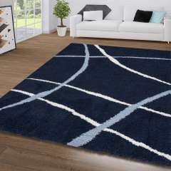 Geometric Shaggy Rug Navy at Guineys Ireland