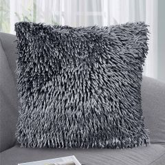 Shaggy Chenille Cushion Cover Navy 17 Inch Soft Polyester