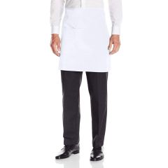 White Half Apron With Pocket - Front