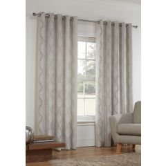 Sienna Natural Lined Eyelet Curtains 