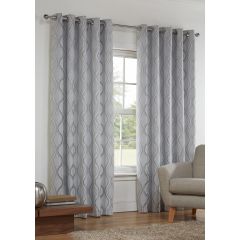 Sienna Silver Lined Eyelet Curtains 