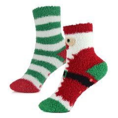 2 Pack Kids Christmas Socks Reindeer Brown & Green