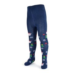 Girls Christmas Tights Navy Santa - Online Offer Only