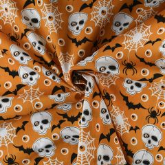 Halloween Fabric Skulls Orange TC0070 at Guineys Ireland