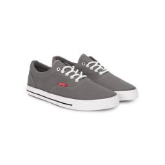 Side view Skywalk Men's Pump Canvas Shoes Grey by Crosshatch on a white background