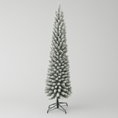 Slim snow frosted artificial Christmas tree