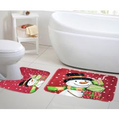 Christmas Bath Mat Set Snowman Gifts