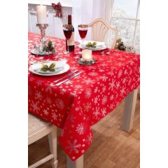 Snowflake Red Christmas Tablecloth 