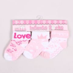 Pink 3 Pack Girls Socks 