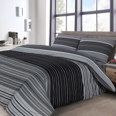 Cotton Rich Sorbon Stripe Duvet Cover Set Grey at Guineys Ireland