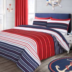Cotton Rich Sorbon Stripe Duvet Cover Set Red at Guineys Ireland
