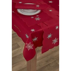 Sparkle Snowflake Red Christmas Table Runner at Guineys Ireland