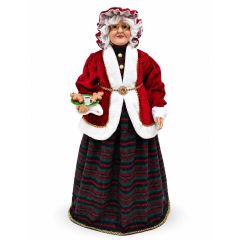 90cm Mrs Claus Christmas figure holding a tray of gingerbread treats