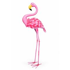 Standing Pink Flamingo Metal Figurine