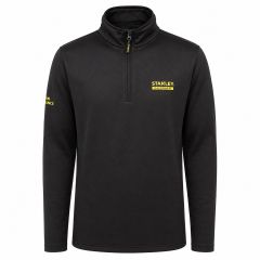 Stanley Fatmax black 1/4 zip long sleeve work top with high collar and yellow logo