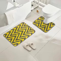 Striped Bath Mat Set Ochre