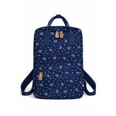 Kangaro Sushi Sunday blue backpack with pink heart print front pocket and dual handles