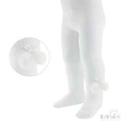 Baby Tights with Bobble White