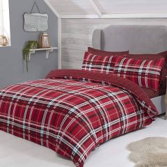 Tartan Brushed 100% Cotton Red Duvet Set by Sleepdown at Guineys Ireland