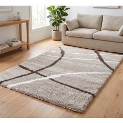 Geometric Shaggy Rug Taupe at Guineys Ireland