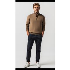 Men's Redwood Half Zip Sweater Taupe