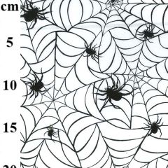 Halloween Spiders Web Printed White Polycotton Fabric - Price by the Metre