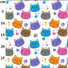 Cat Printed Polycotton Fabric - Price by the Metre