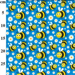 Bee Printed Sky Colour Polycotton Fabric - Price by the Metre