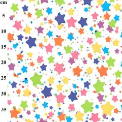Stars Printed White Polycotton Fabric TC0103 - Price by the Metre