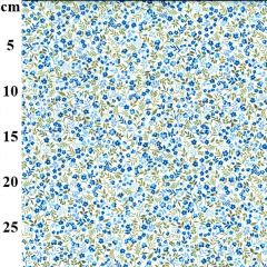 Blue Flowers Print Polycotton Fabric