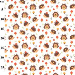 Hedgehog Printed Polycotton Fabric TC0114 - Price by the Metre