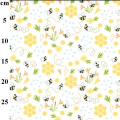 Bees Print Yellow Polycotton Fabric