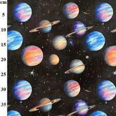 Space Printed Navy Polycotton Fabric TC0137 - Price by the Metre