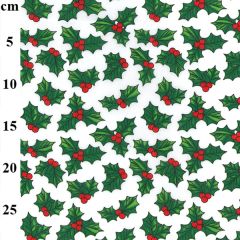 Polycotton Christmas Fabric Holly TCP902