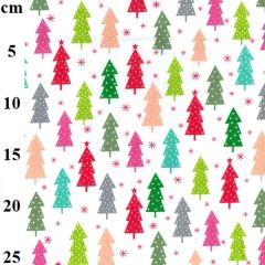 Christmas Tree Printed Multi Colour Polycotton Fabric - Price by the Metre