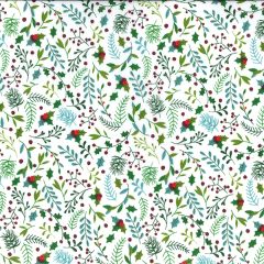 Festive Christmas pattern with Santa, reindeer, snowmen, penguins, trees, gifts, and candy canes in red, white, and black.