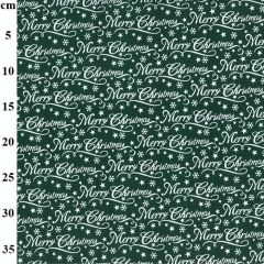 Merry Christmas Prints Green Polycotton Fabric - Price by the Metre