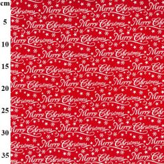 Merry Christmas Prints Red Polycotton Fabric - Price by the Metre