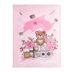 showing the Kids Blanket Teddy Bow Pink
