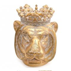 Gold Tiger With Crown Planter 25cm