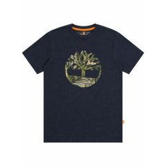 navy timberland t-shirt camo tree logo front