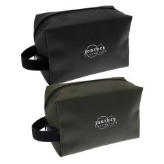 Journey Essentials men's water-resistant wash and toiletry bag with zip fastening and carry handle in black and green