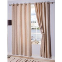 Toulon Sand Interlined Luxury Eyelet Curtains 90x108