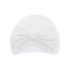 100% Cotton Baby Hat with Bow White