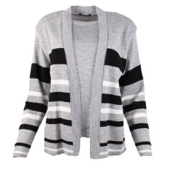 Women's Knitted Stripe Twinset Cardigan Grey