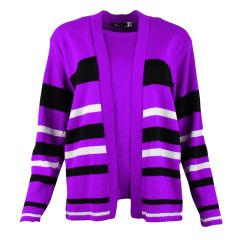 Women's Knitted Stripe Twinset Cardigan Purple