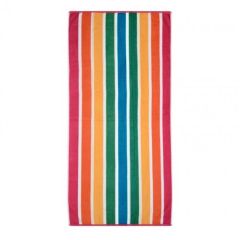 Velour Beach Towel Stripe - Orange,Yellow & Pink