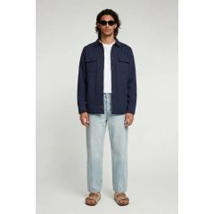 virgil quilted overshirt blue mens lightweight jacket press stud cotton polyester